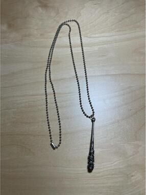 Silver Tone Baseball Bat Pendant Necklace
